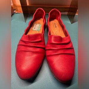 Clarks Collection Red Leather Flats